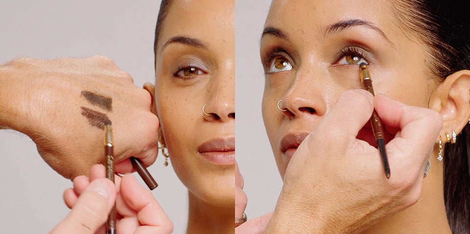 Step 5 swatch eyeliner on hand to warm product and apply it with the smudger for grunge glam makeup
